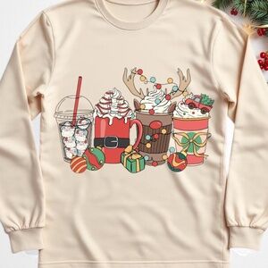Christmas Coffee drinksT-shirt Raindeer iced Festive S M L XL XXL